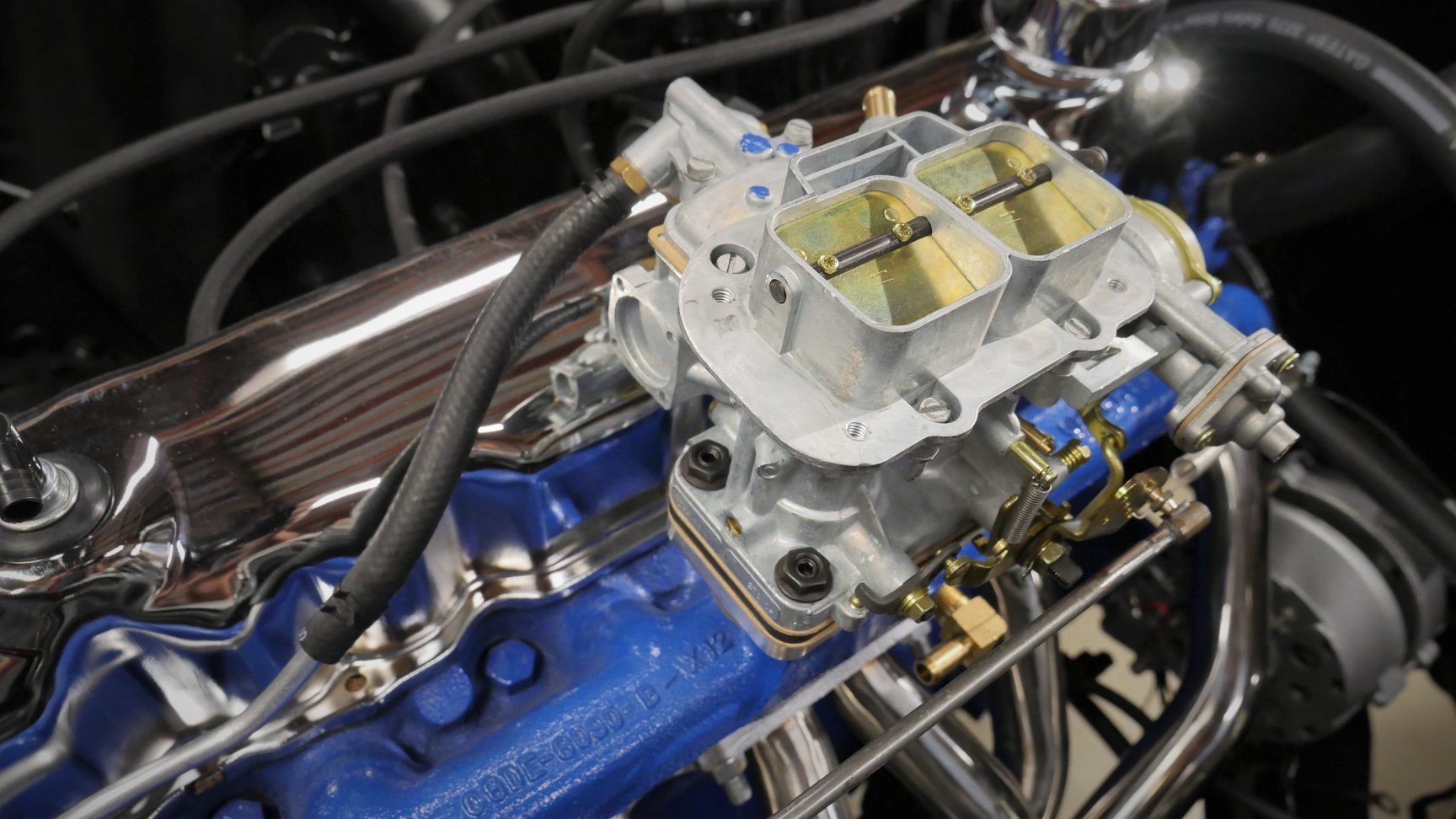 close up Weber carb The Weber DVG carb. the engine compartment just needs some final plumbing and wiring.
