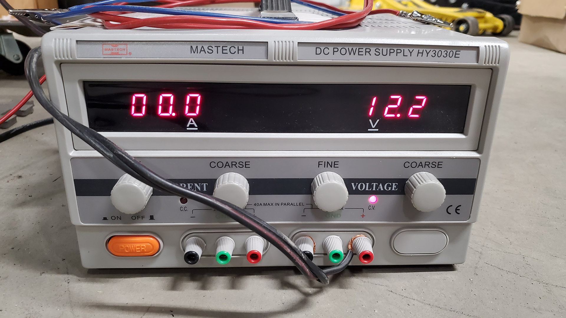 Power supply was temporarily connected to the harness for periodic tests