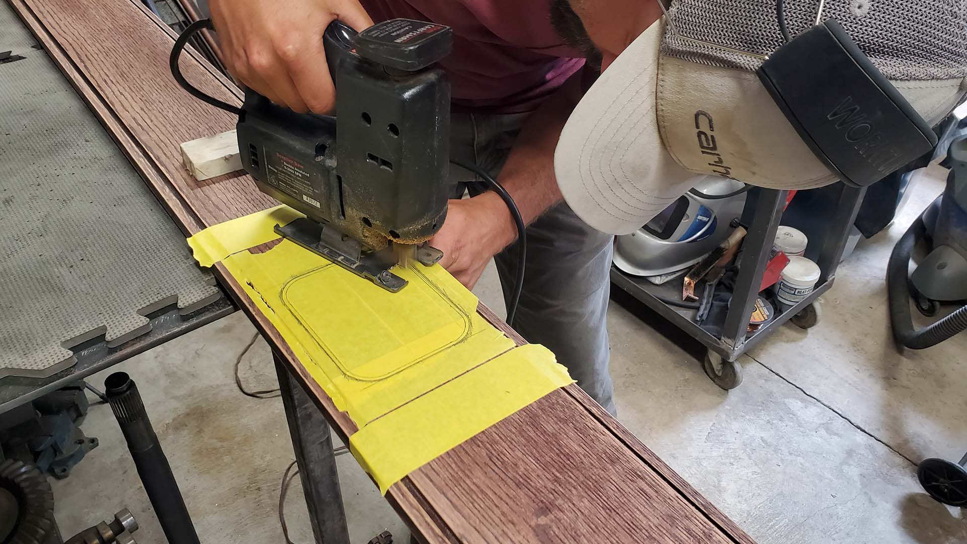 Hole is cut for a billet aluminum fuel door